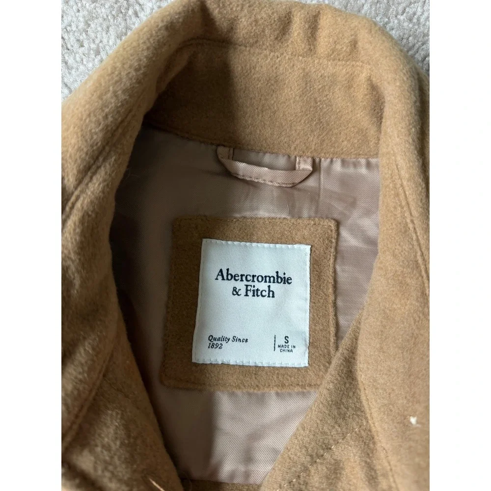 Abercrombie & Fitch Womens Shacket Wool Blend‎ Camel Tan Shirt Jacket Small